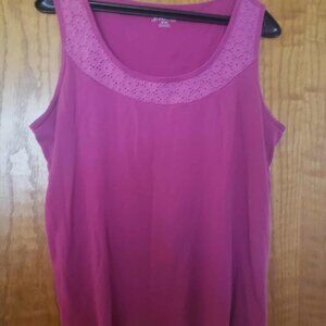 St. John’s Bay Plus Size 2X Sleeveless Knit Tank Top – Fuchsia Pink – Women’s